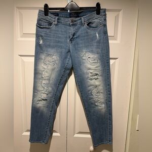 Lucky Brand Sienna Cigarette distressed ripped patches boyfriend boy jeans 10/30